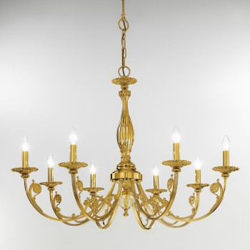 Candelabru PISANI auriu francez Kolarz 0301.88.15, D101 cm, 8xE14