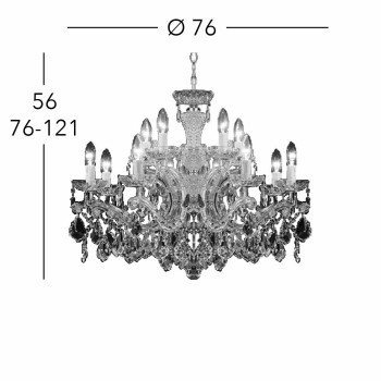 Candelabru MARIA LOUISE Kolarz 3149.88+4.3.KOT, D76 cm, 1xE14