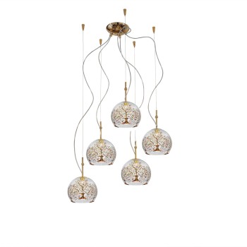 Lustra LUNA placat cu aur de 24K Kolarz 0392.35.3.AL.MT, D100 cm, 5xE27