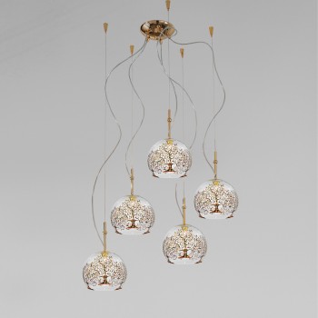 Lustra LUNA placat cu aur de 24K Kolarz 0392.35.3.AL.MT, D100 cm, 5xE27