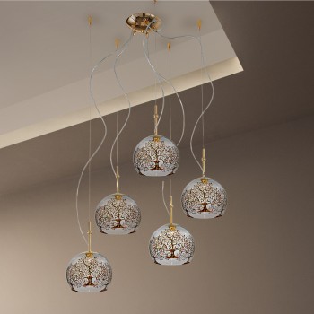 Lustra LUNA placat cu aur de 24K Kolarz 0392.35.3.AL.MT, D100 cm, 5xE27