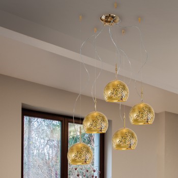 Lustra LUNA placat cu aur de 24K Kolarz 0392.35.3.AL.MU, D100 cm, 5xE27