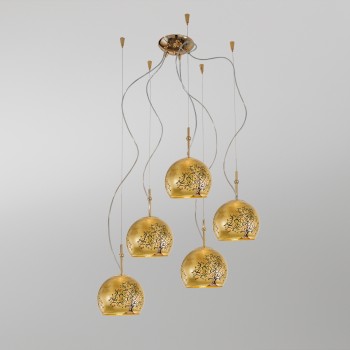 Lustra LUNA placat cu aur de 24K Kolarz 0392.35.3.AL.MU, D100 cm, 5xE27