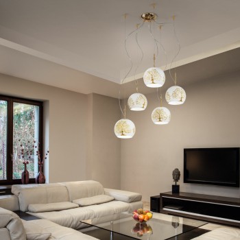 Lustra LUNA placat cu aur de 24K Kolarz 0392.35.3.AL.GO, D100 cm, 5xE27
