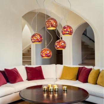 Lustra LUNA placat cu aur de 24K Kolarz 0392.35.3.AQ.RV, D100 cm, 5xE27