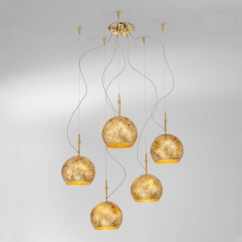 Lustra LUNA placat cu aur de 24K Kolarz 0392.35.3.ME.AU, D100 cm, 5xE27