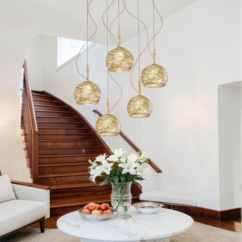 Lustra LUNA placat cu aur de 24K Kolarz 0392.35.3.AQ.CH, D100 cm, 5xE27