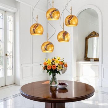 Lustra LUNA placat cu aur de 24K Kolarz 0392.35.3.KI.AU, D100 cm, 5xE27