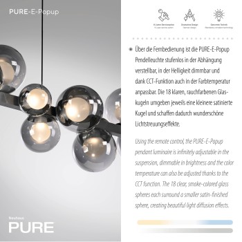 Lustra LED PURE E-POPUP gri Zuma Line 2557-15, 120x29.5 cm, 45W