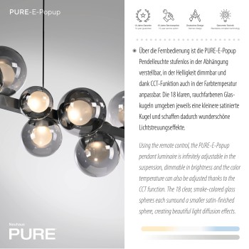 Lustra LED PURE E-POPUP gri Zuma Line 2557-15, 120x29.5 cm, 45W