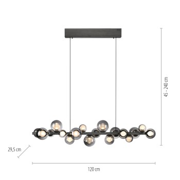 Lustra LED PURE E-POPUP gri Zuma Line 2557-15, 120x29.5 cm, 45W