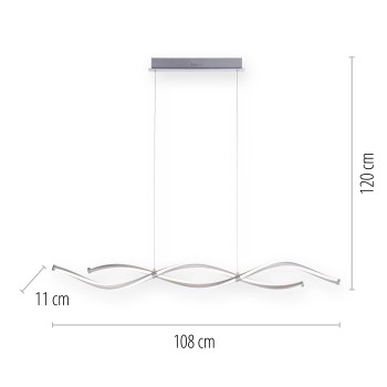 Lustra LED Q-MALINA otel Zuma Line 2339-55, 108x11 cm, 40W