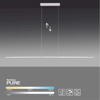 Lustra LED PURE-LITE argintiu Zuma Line 8377-55, 160x6 cm, 47W