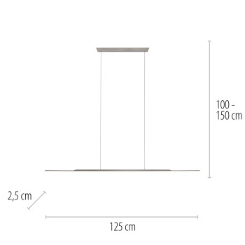 Lustra LED PURE SURFACE gri Zuma Line 2301-15, 125x2.5 cm, 21W