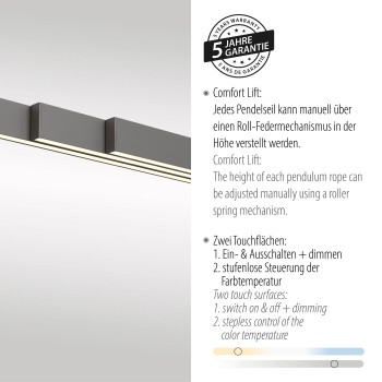Lustra LED ADRIANA COMFORT LIFT antracit Zuma Line 2598-13, D5.5 cm, 13W