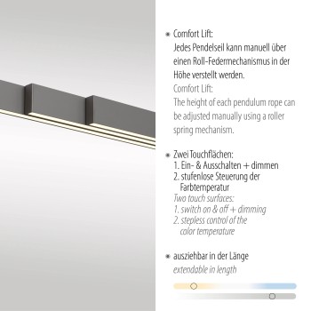 Lustra LED ADRIANA COMFORT LIFT antracit Zuma Line 2598-13, D5.5 cm, 13W
