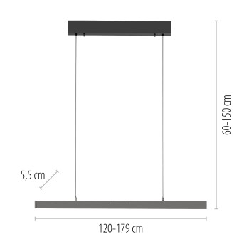 Lustra LED ADRIANA COMFORT LIFT antracit Zuma Line 2598-13, D5.5 cm, 13W
