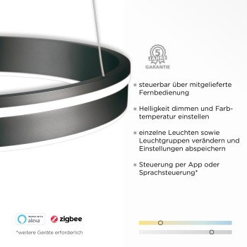 Lustra LED Q-VITO antracit Zuma Line 8412-13, D79.4 cm, 65W