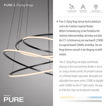 Lustra LED PURE E-FLYING RINGS gri Zuma Line 2566-15, D110 cm, 53W