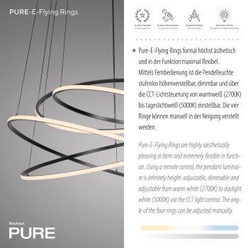 Lustra LED PURE E-FLYING RINGS gri Zuma Line 2566-15, D110 cm, 53W