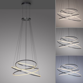 Lustra LED PURE E-FLYING RINGS gri Zuma Line 2566-15, D110 cm, 53W