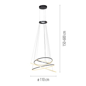 Lustra LED PURE E-FLYING RINGS gri Zuma Line 2566-15, D110 cm, 53W