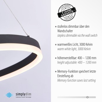 Lustra Pendul Zuma Line 003902-002333, D60 cm, 1xLED-BOARD
