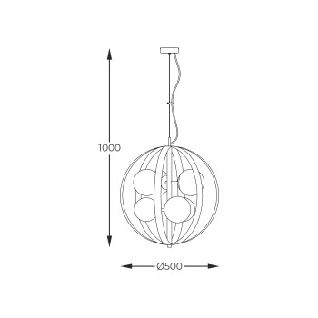 Lustra NELA negru Zuma Line 1138, D50 cm, 6xE14