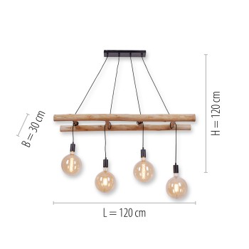 Lustra EDGAR negru Zuma Line 15025-18, 120x30 cm, 4xE27