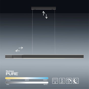 Lustra LED PURE-LUME antracit Zuma Line 2738-13, 179x6.5 cm, 76W
