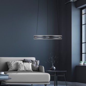 Lustra LED PURE E-LOOP gri Zuma Line 2550-15, D50 cm, 20W