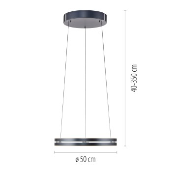 Lustra LED PURE E-LOOP gri Zuma Line 2550-15, D50 cm, 20W