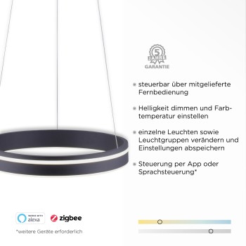Lustra LED Q-VITO antracit Zuma Line 8410-13, D40 cm, 33W