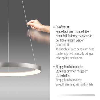 Lustra LED HOOP aluminiu Zuma Line 2851-95, D57 cm, 42W