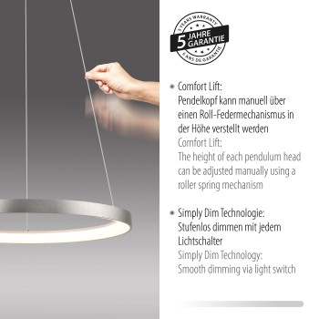 Lustra LED HOOP aluminiu Zuma Line 2851-95, D57 cm, 42W
