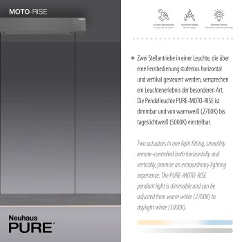 Lustra LED PURE-MOTO-RISE gri Zuma Line 2545-15, 200x8.2 cm, 13W