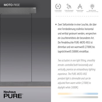 Lustra LED PURE-MOTO-RISE gri Zuma Line 2545-15, 200x8.2 cm, 13W