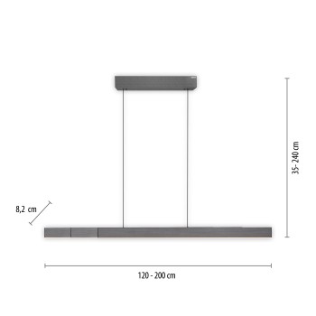 Lustra LED PURE-MOTO-RISE gri Zuma Line 2545-15, 200x8.2 cm, 13W