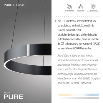 Lustra LED PURE E-CLIPSE gri Zuma Line 2560-15, D50 cm, 20W