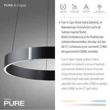 Lustra LED PURE E-CLIPSE gri Zuma Line 2560-15, D50 cm, 20W