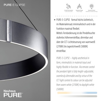 Lustra LED PURE E-CLIPSE gri Zuma Line 2561-15, D70 cm, 53W