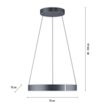 Lustra LED PURE E-CLIPSE gri Zuma Line 2561-15, D70 cm, 53W
