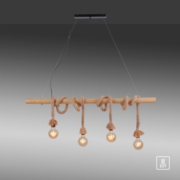 Lustra ROPE maro Zuma Line 15483-18, 100x7 cm, 4xE27