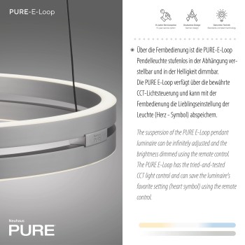 Lustra LED PURE E-LOOP aluminiu Zuma Line 2550-95, D50 cm, 50W