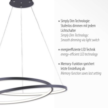 Lustra LED ROMAN negru Zuma Line 2472-18, D55 cm, 32W