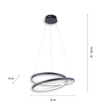 Lustra LED ROMAN negru Zuma Line 2472-18, D55 cm, 32W