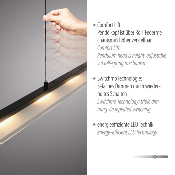 Lustra LED NELE negru Zuma Line 12288-18, 150x12 cm, 24W