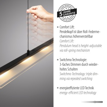Lustra LED NELE negru Zuma Line 12288-18, 150x12 cm, 24W