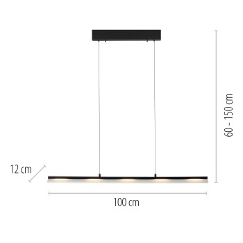 Lustra LED NELE negru Zuma Line 12288-18, 150x12 cm, 24W
