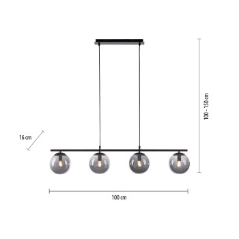 Lustra BIG WIDOW negru Zuma Line 14604-18, 150x16 cm, 4xE14